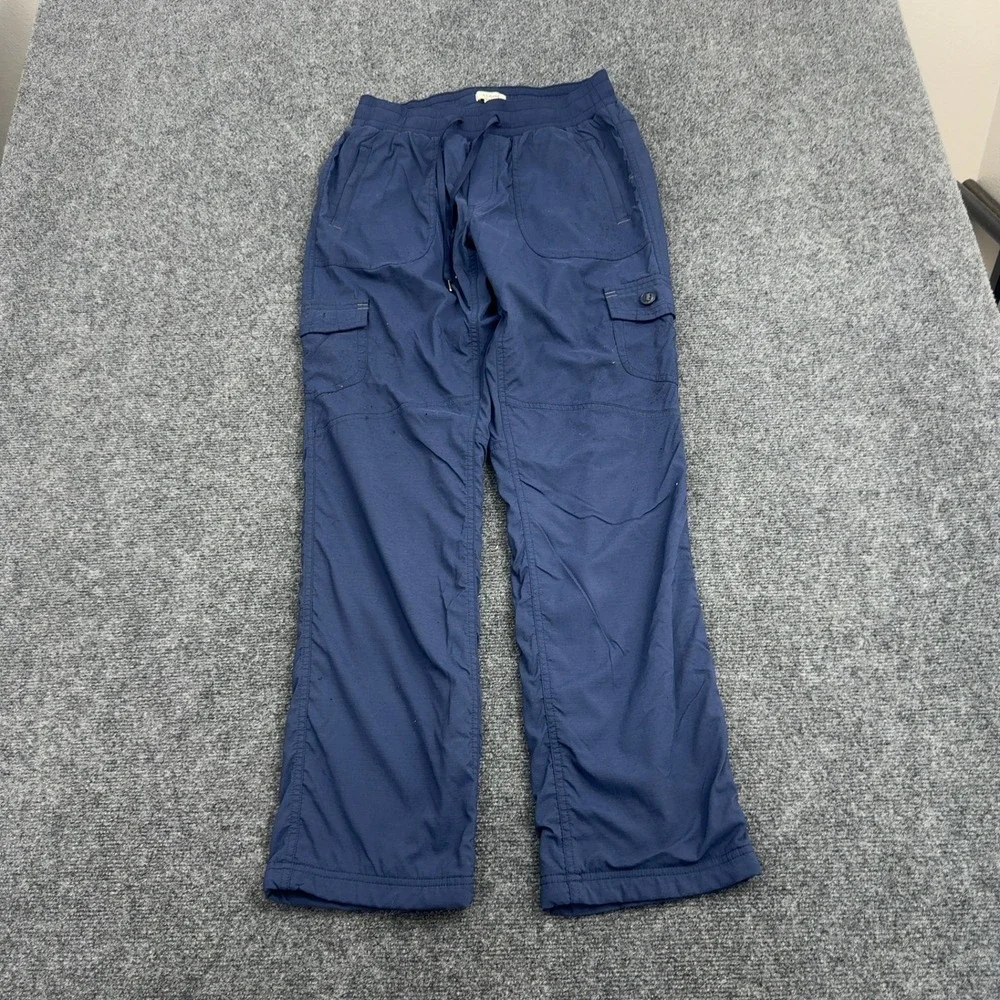 LL Bean Cargo Pants Womens XS Blue Nylon Spandex Fleece Lined Hiking Gorpcore